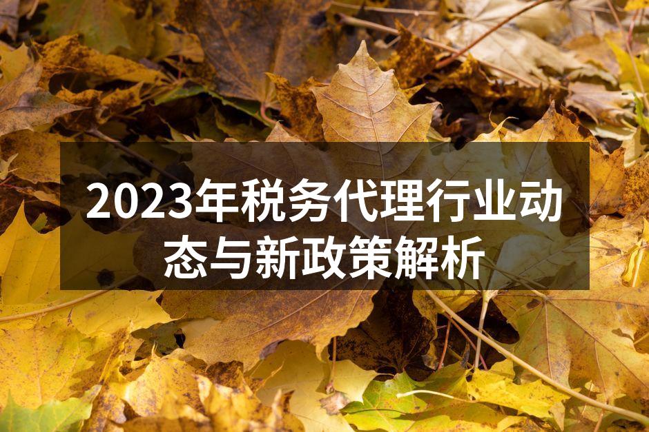 2023年税务代理行业动态与新政策解析