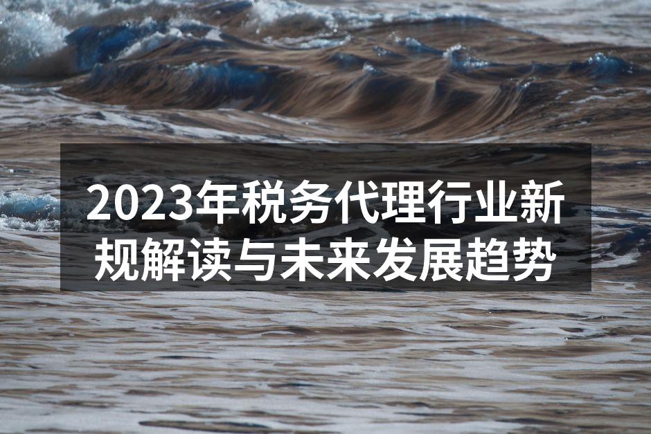 2023年税务代理行业新规解读与未来发展趋势